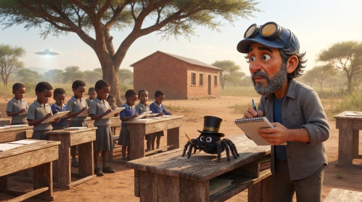 Howe Weird and little Pip in 3D cinematic style review reported UFO drawings at a rural schoolyard